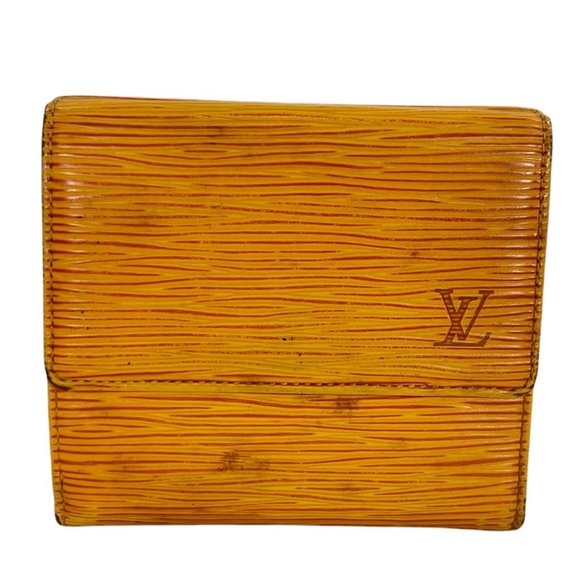 Authentic Louis Vuitton Wallet Porte Monet Yellow Epi LV Vintage - Picture 1 of 12